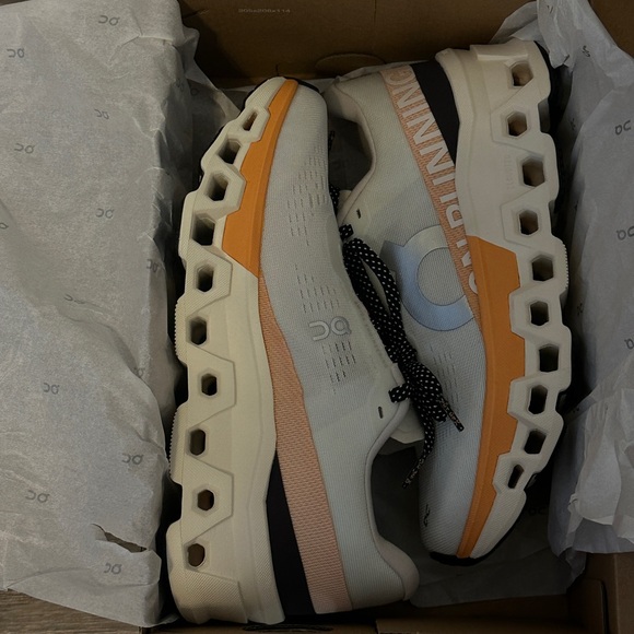On Running Cream and Orange Athletic Shoes - Picture 1 of 7